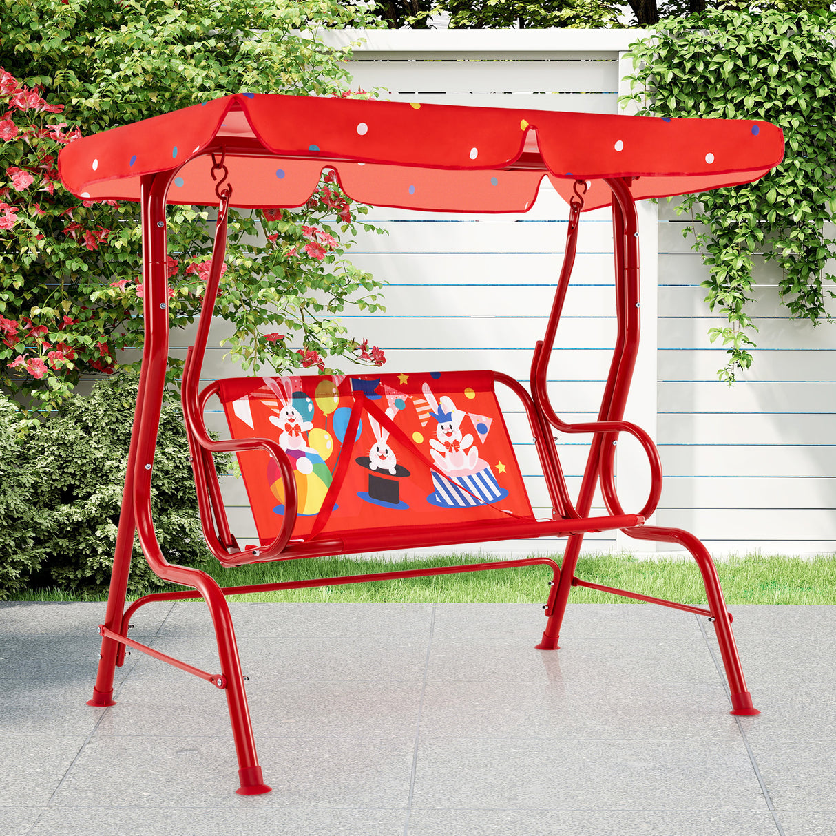 2-Seater Kids Porch Swing, Hanging Patio Swing Bench