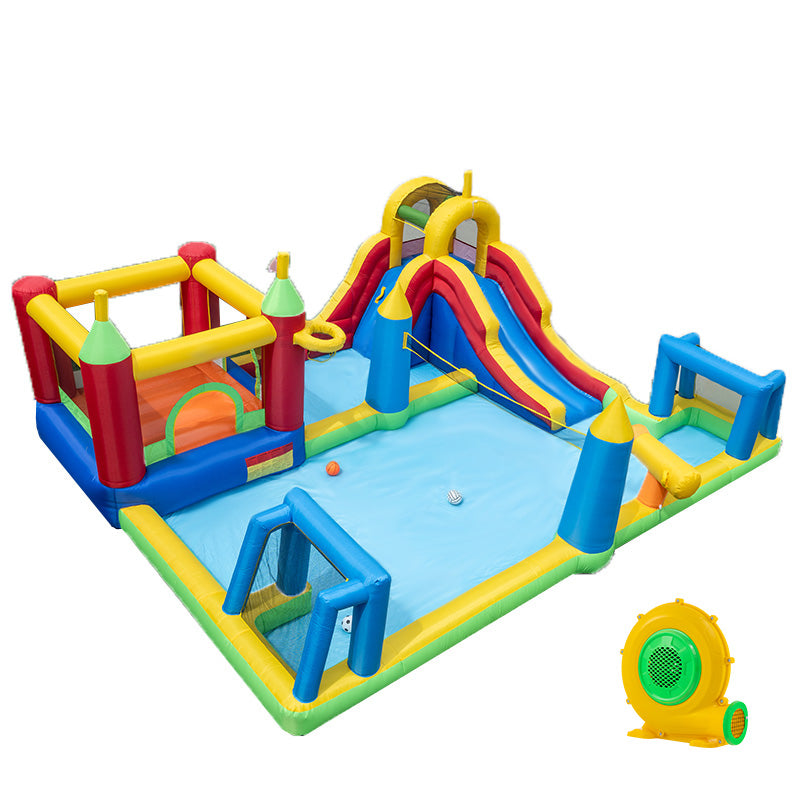 Inflatable Water Slide Bounce House, 9-in-1 Jumping Castle with Climbing Wall