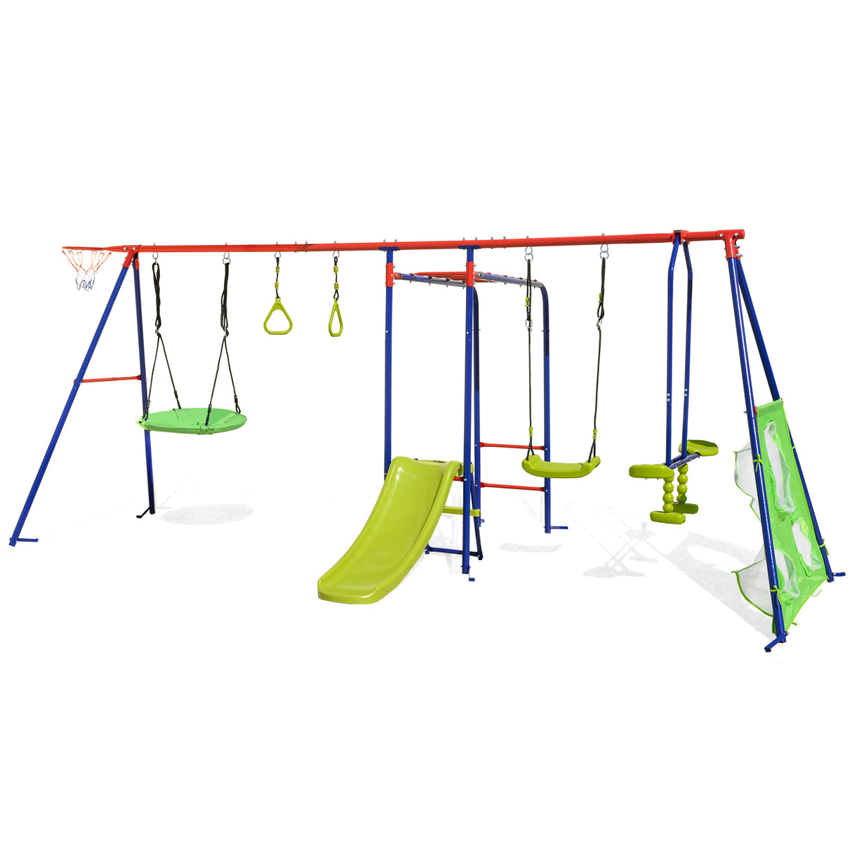 7-in-1 Outdoor Swing Set with Ground Stakes for Garden/Backyard/Park