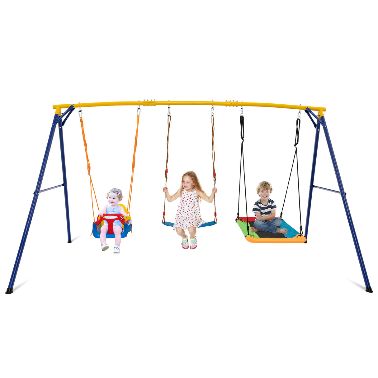 HONEY JOY 300 KG Indoor & Outdoor Swing Set, Heavy Duty Carbon Steel Swing Frame
