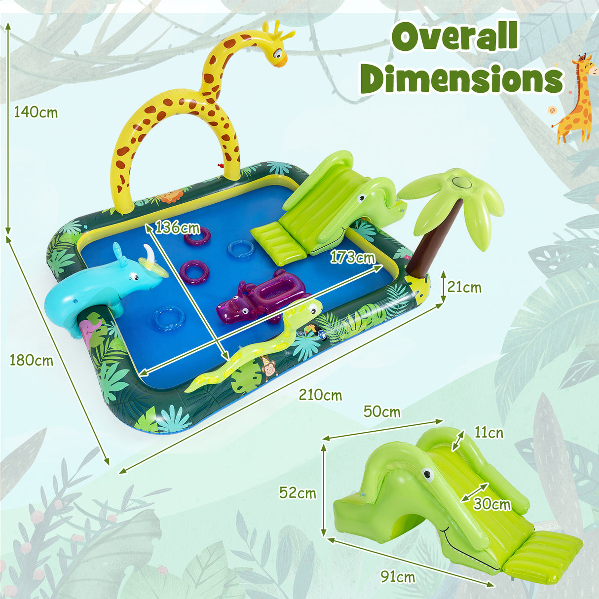 Inflatable Play Center, Jungle Animal Spray Pool