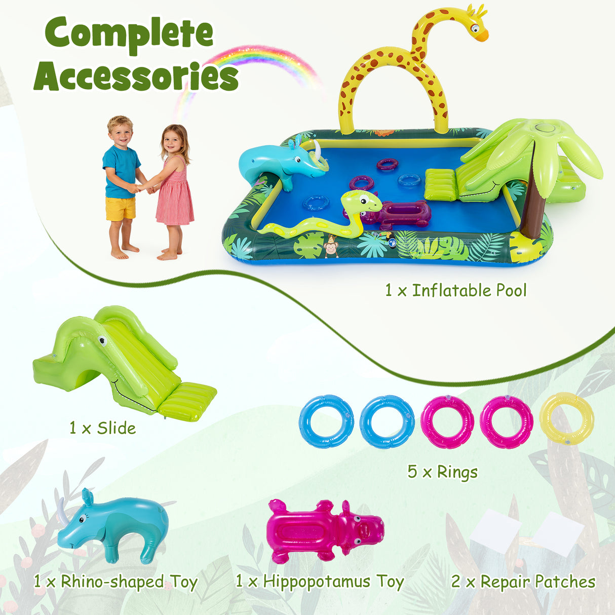 Inflatable Play Center, Jungle Animal Spray Pool