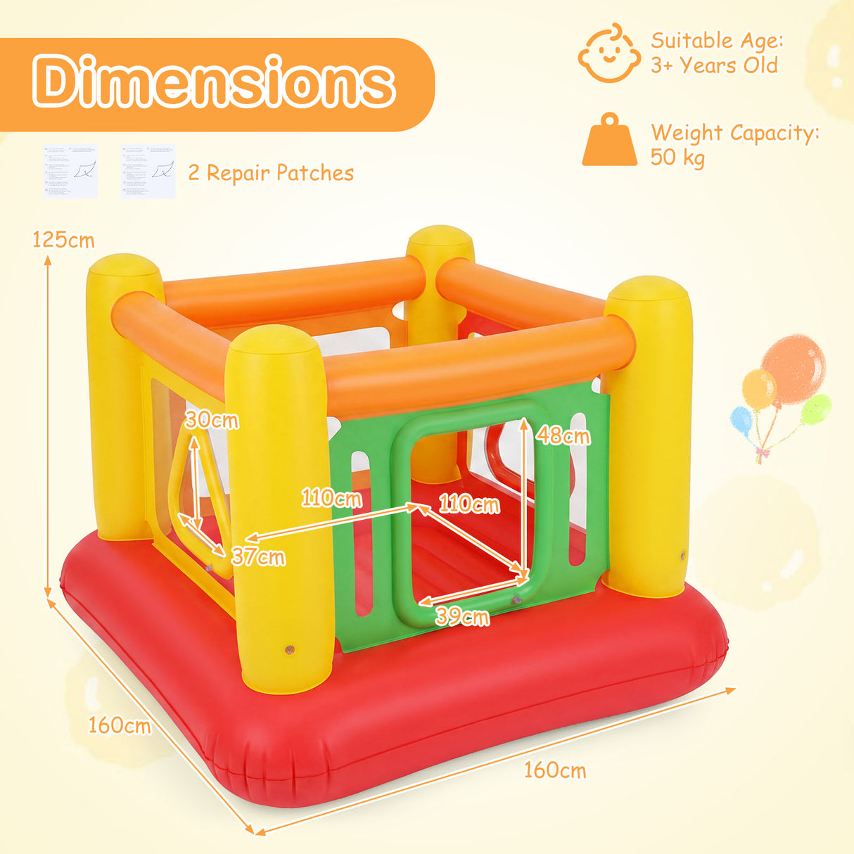 Inflatable Bounce House for Kids, Blow Up Jumping House with Transparent Side Walls