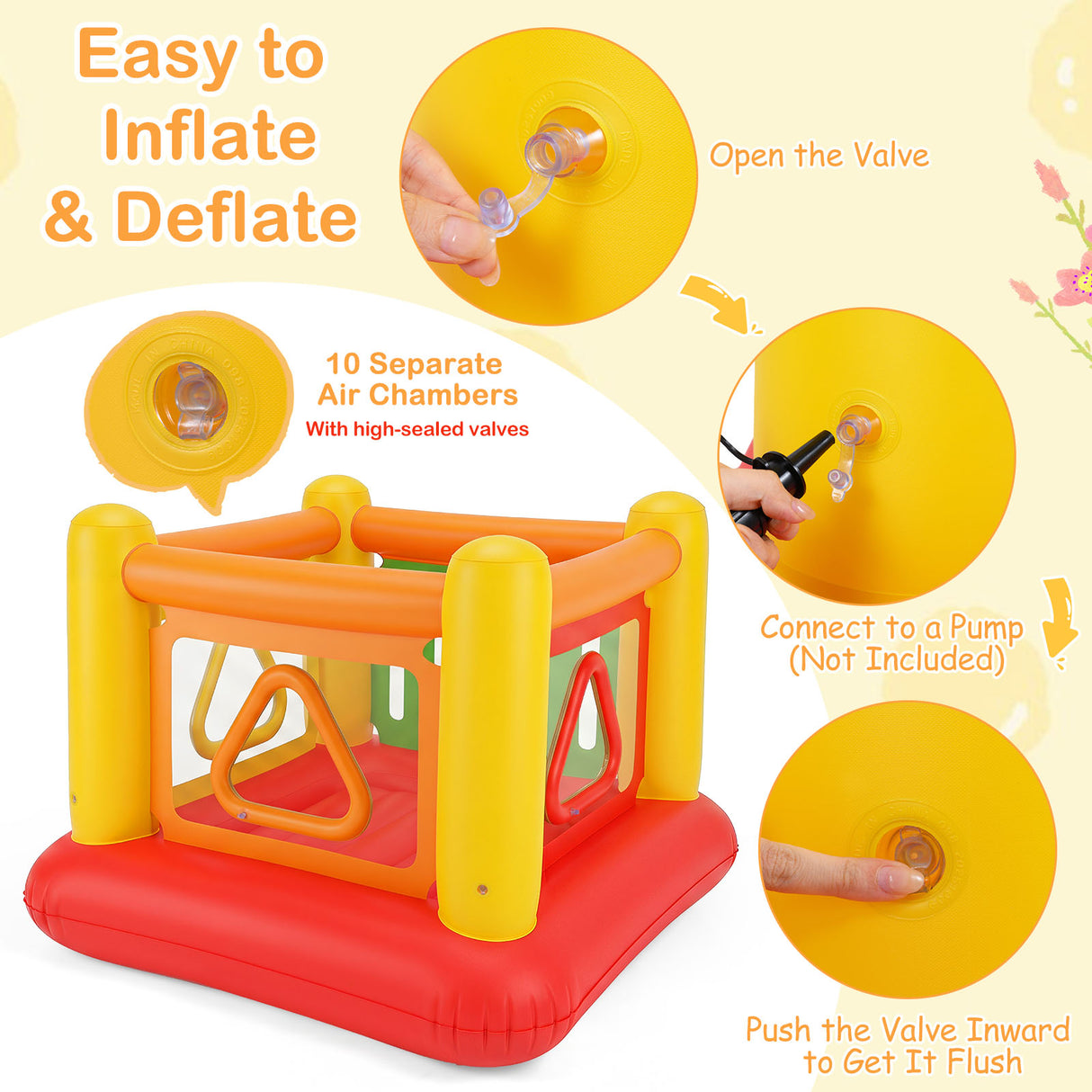 Inflatable Bounce House for Kids, Blow Up Jumping House with Transparent Side Walls
