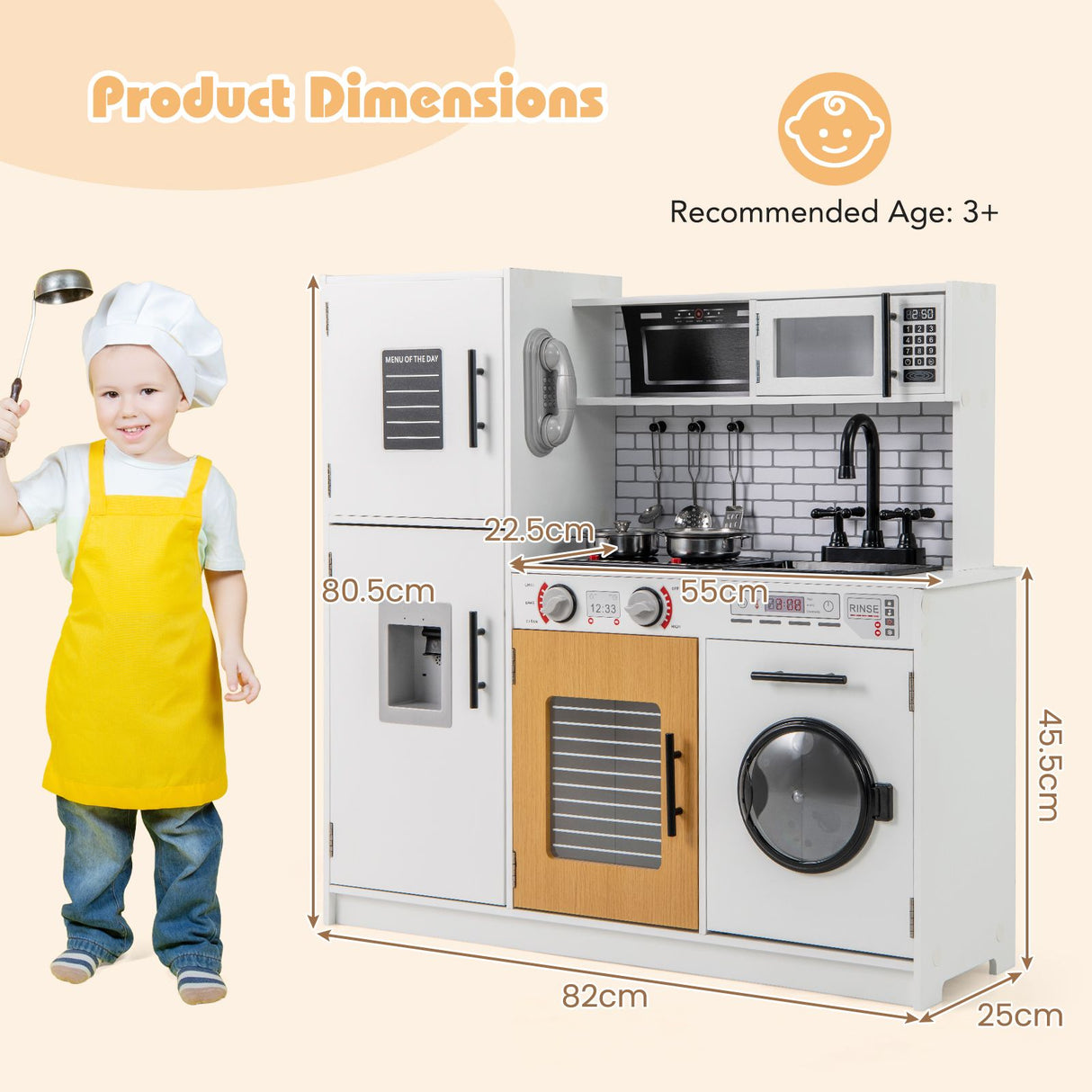 Play Kitchen Toy Set Kids Kitchen Playset with Oven Washing Machine