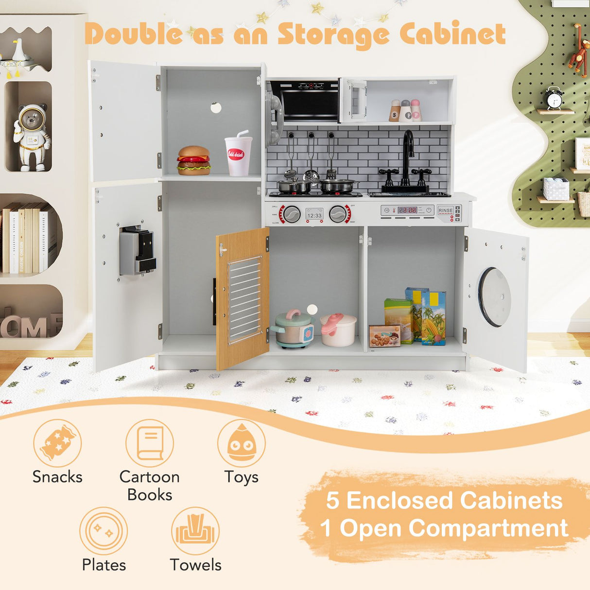 Play Kitchen Toy Set Kids Kitchen Playset with Oven Washing Machine