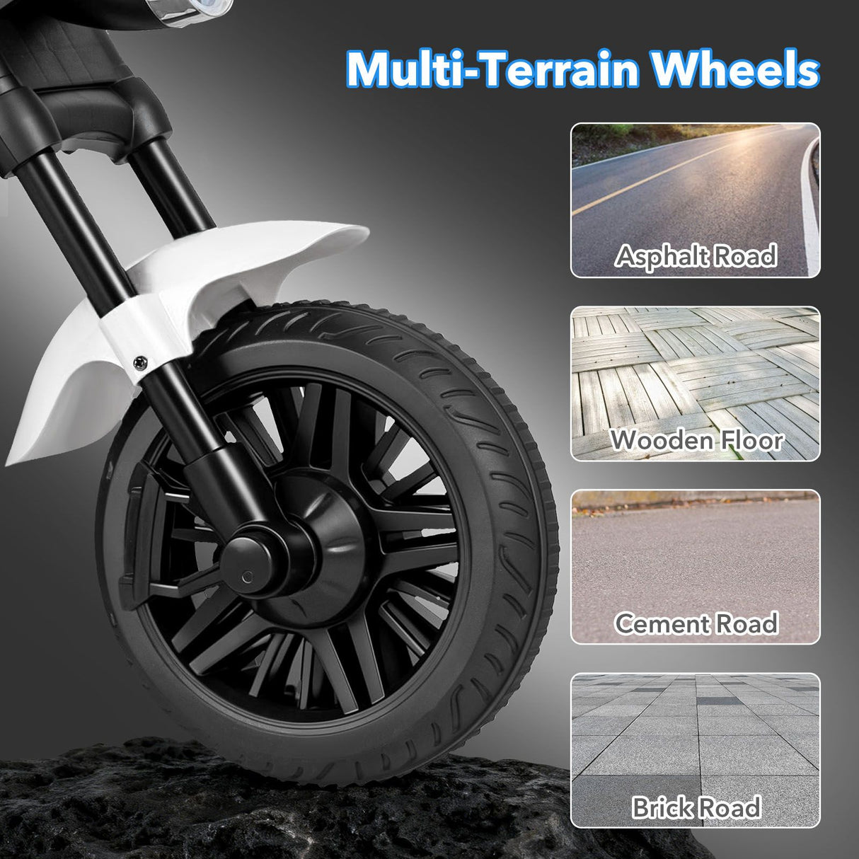 6V Battery Powered Ride on Toy with Detachable Training Wheels and Music