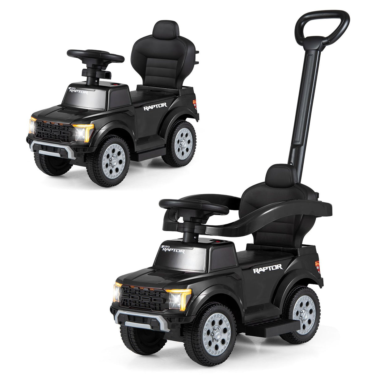 3-In-1 Toddler Push Car Licensed Ford With Ignition Sound and LED Lights