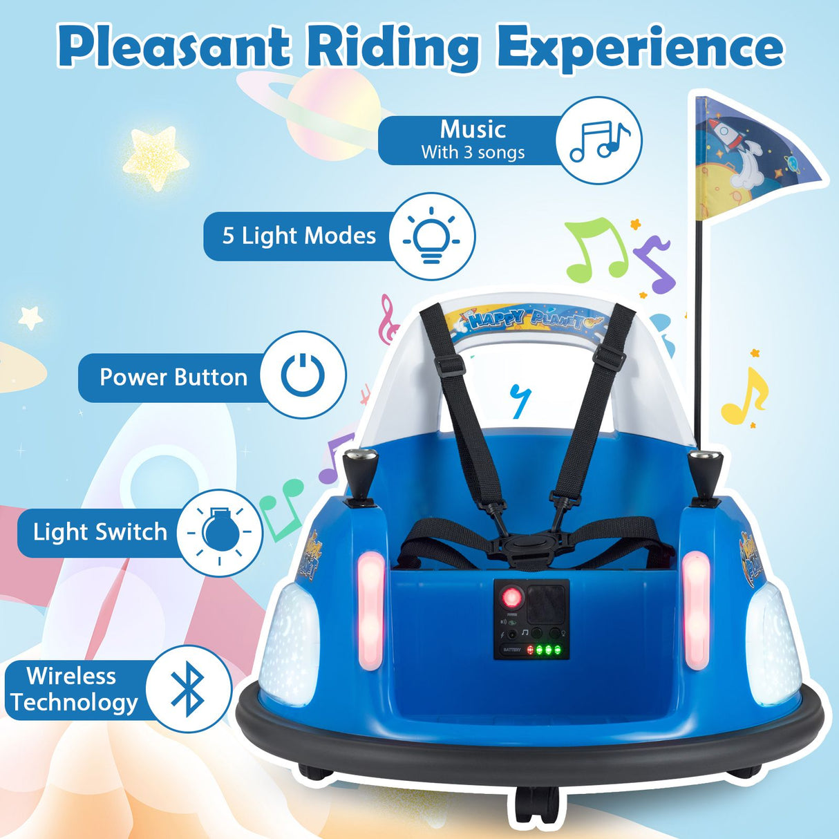 12V Kids Ride On Bumper Car with Flashing Lights and Remote Control