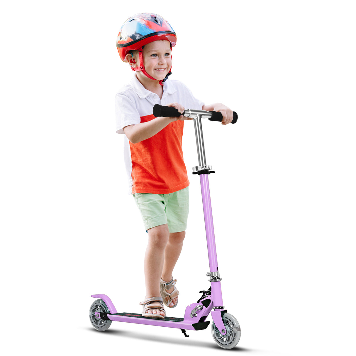Folding Kick Scooter for Kids, 2 Flash Wheels Deluxe Aluminum