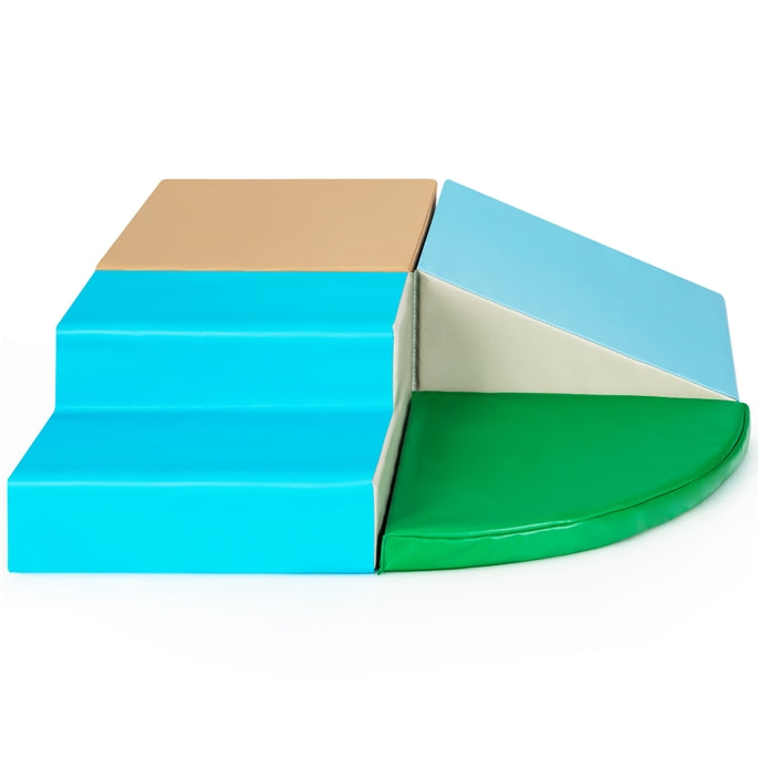 BABY JOY 4-Piece Climb and Crawl Foam Play Set, Soft Toddler Corner Climbing Sliding Blocks