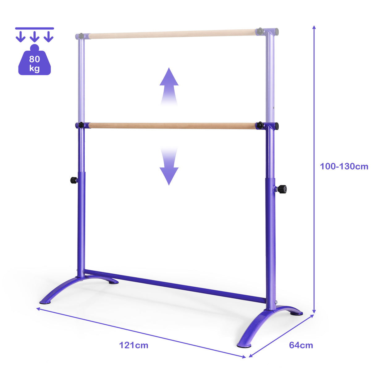 130 cm Ballet Barre Bar, Freestanding Dancing Bar W/ 4-Position Adjustable Height