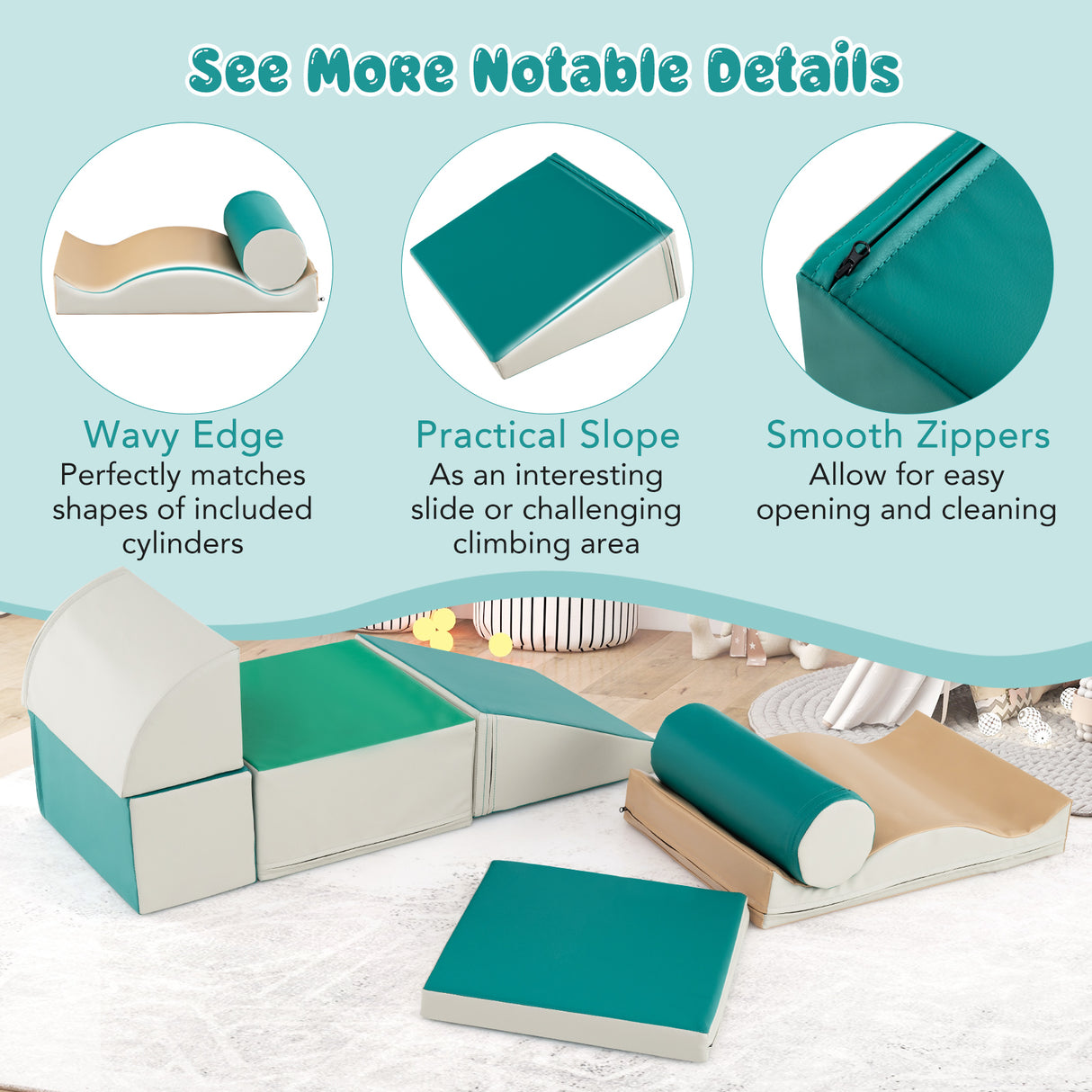 Kids Crawl & Climb Foam Play Set, 7-Piece - Baby Joy