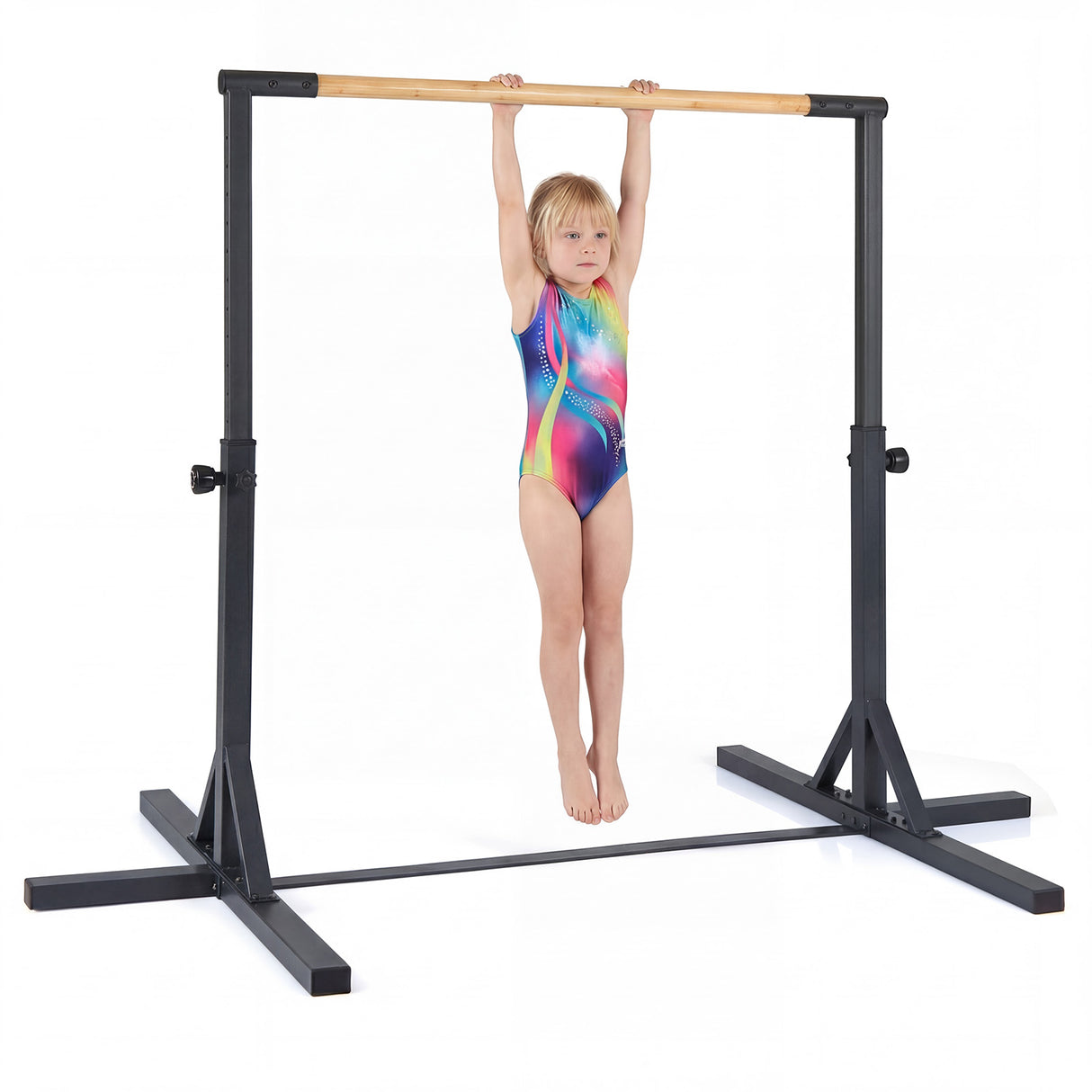 BABY JOY Kids Gymnastic Training Bar, 90 to 150cm Height Adjustable Expandable Exercise Horizontal Kip Bar w/Double Locking Mechanism