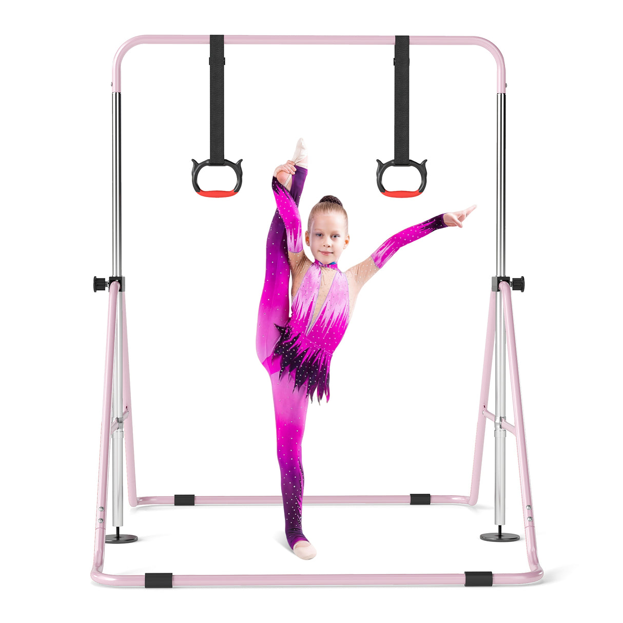 Expandable Gymnastic Bar for Kids, 4-Level Height Adjustable Gymnastic Horizontal Bar