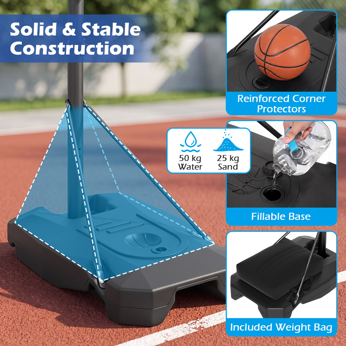 Basketball Hoop Outdoor 131-263 cm Rim Height Adjustable
