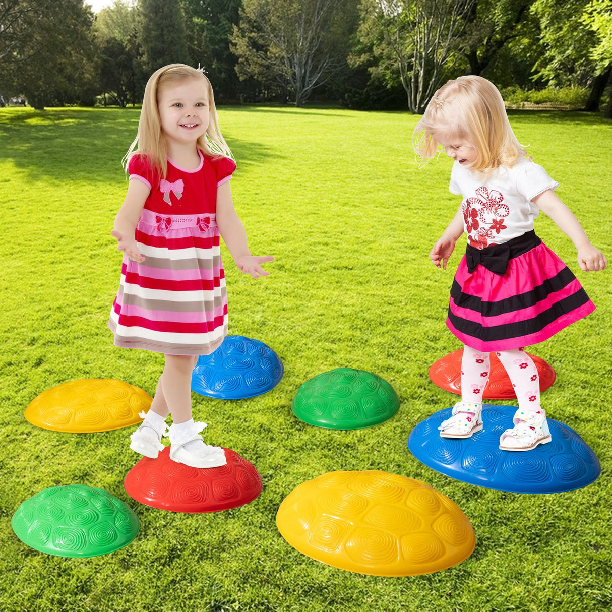 Stepping Stones for Kids Set of 8 Turtle-Themed Balance Stones