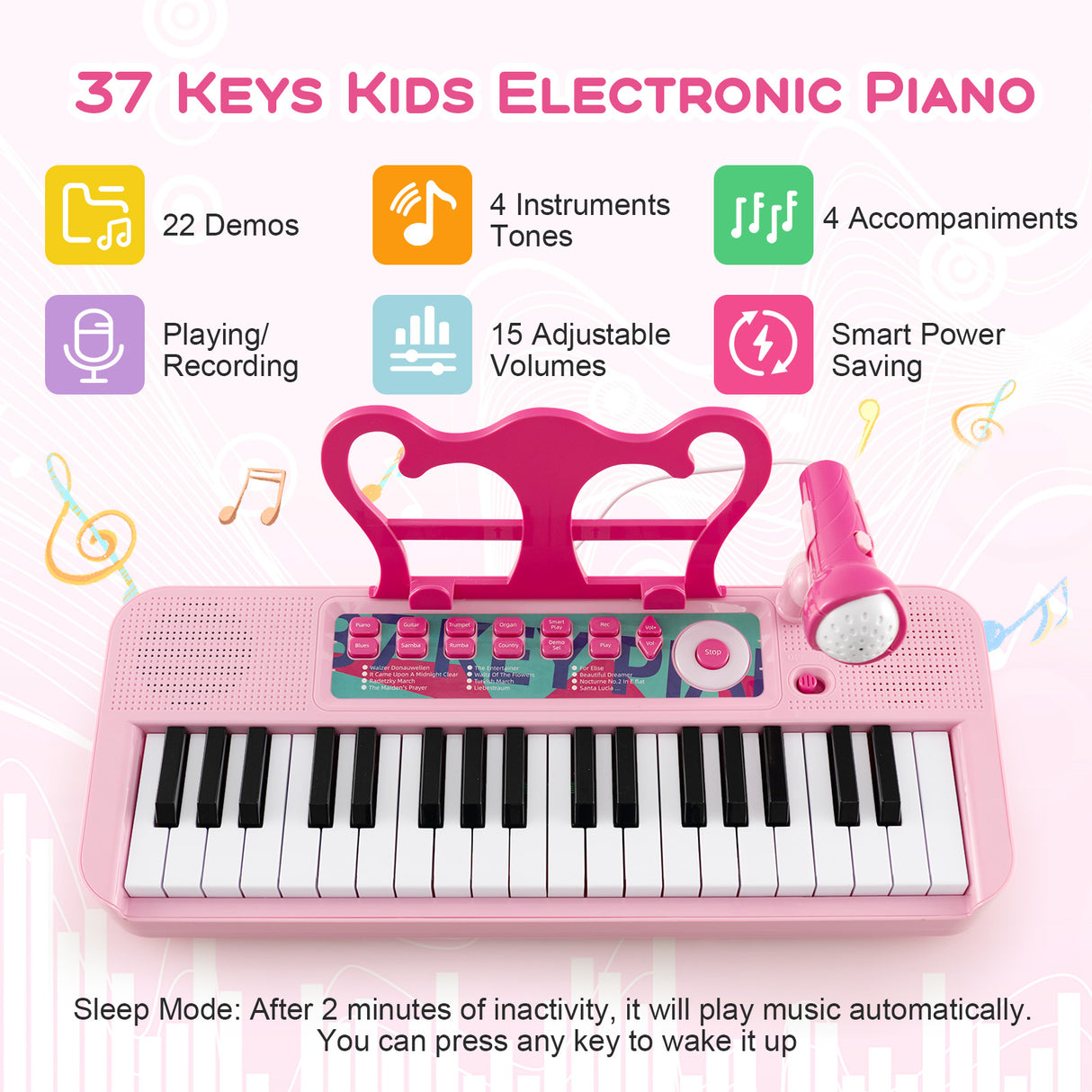 37 Keys Kids Piano Keyboard, Electronic Musical Instrument