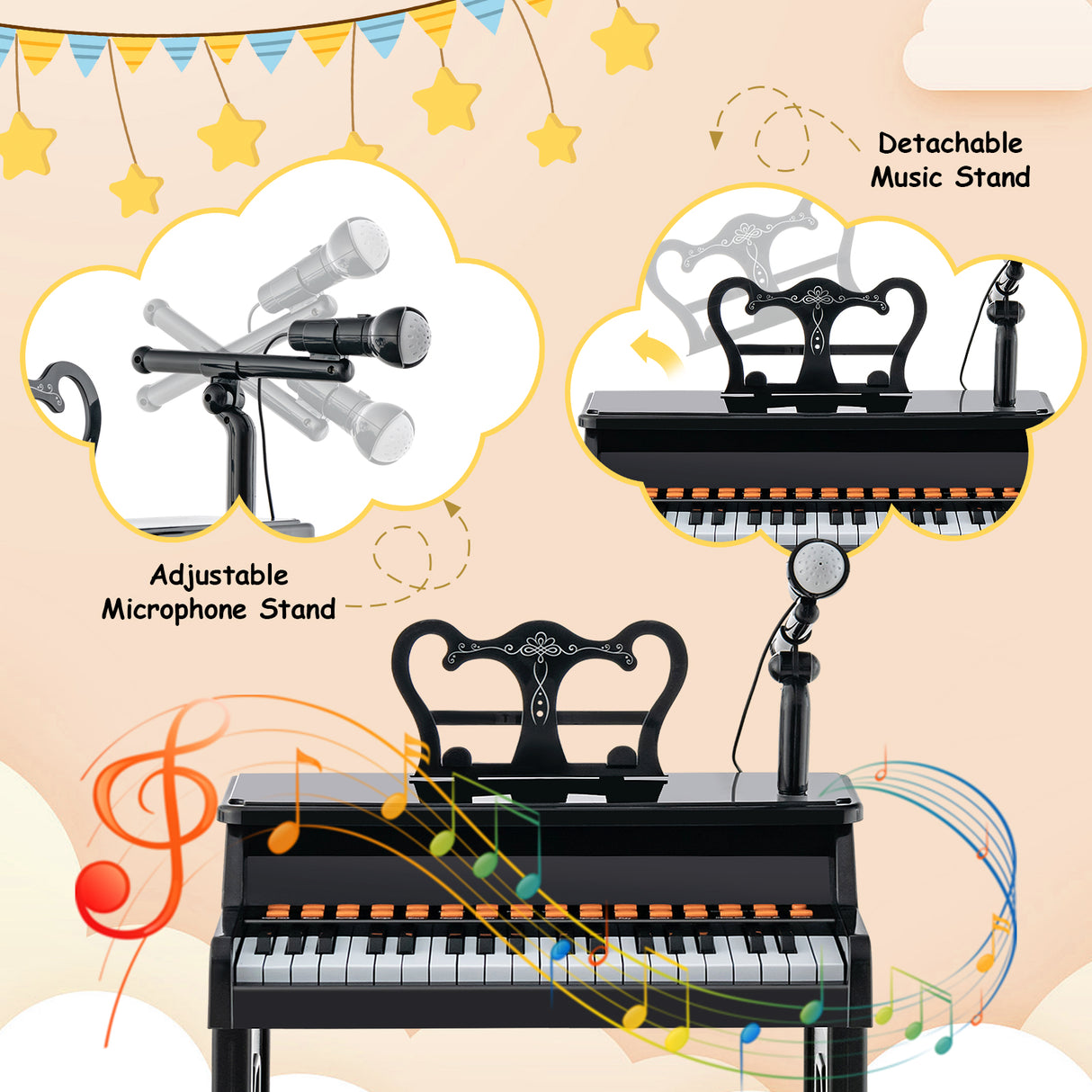 37-Key Piano Keyboard Toy, Educational Gift for Toddlers Aged 3+ Years Old