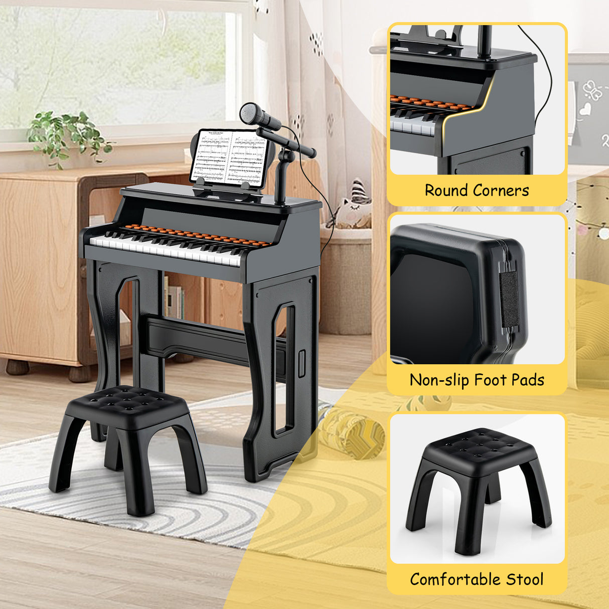 37-Key Piano Keyboard Toy, Educational Gift for Toddlers Aged 3+ Years Old