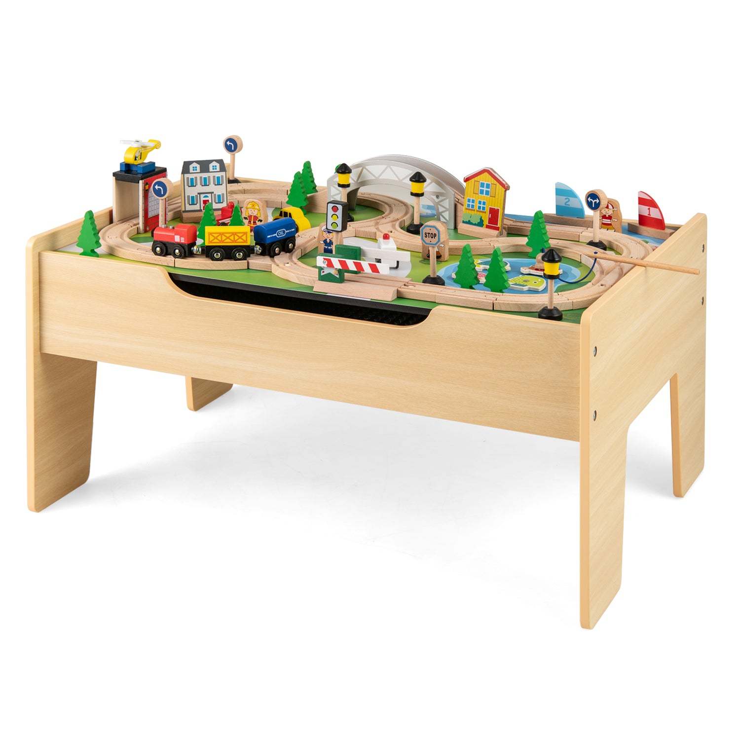 All-in-One Kids Activity Table, Hidden Storage Space & 78-Piece Train Se