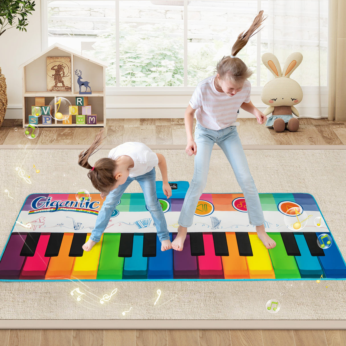 Floor Piano Dance Mat for Kids, Musical Playmat with 8 Instrument Sounds