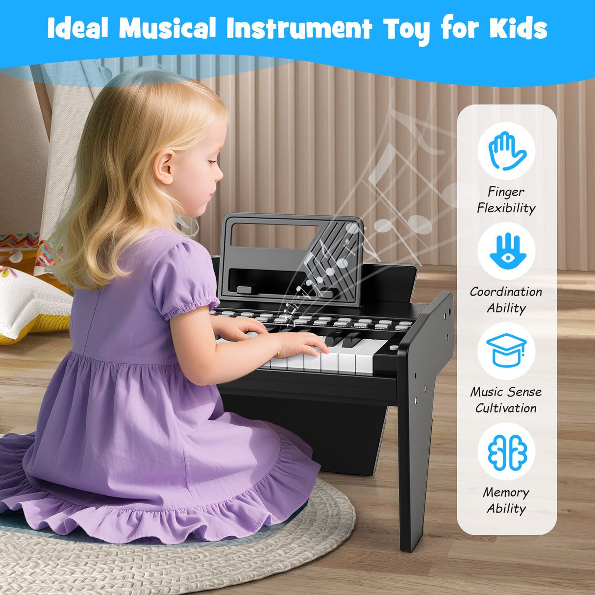 25 Keys Kids Piano Keyboard, Mini Digital Piano Toy with Adjustable Speed & Volume