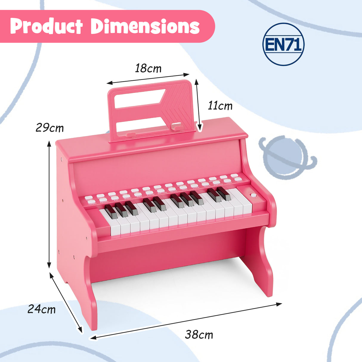 25 Keys Kids Piano Keyboard, Mini Digital Piano Toy with Adjustable Speed & Volume