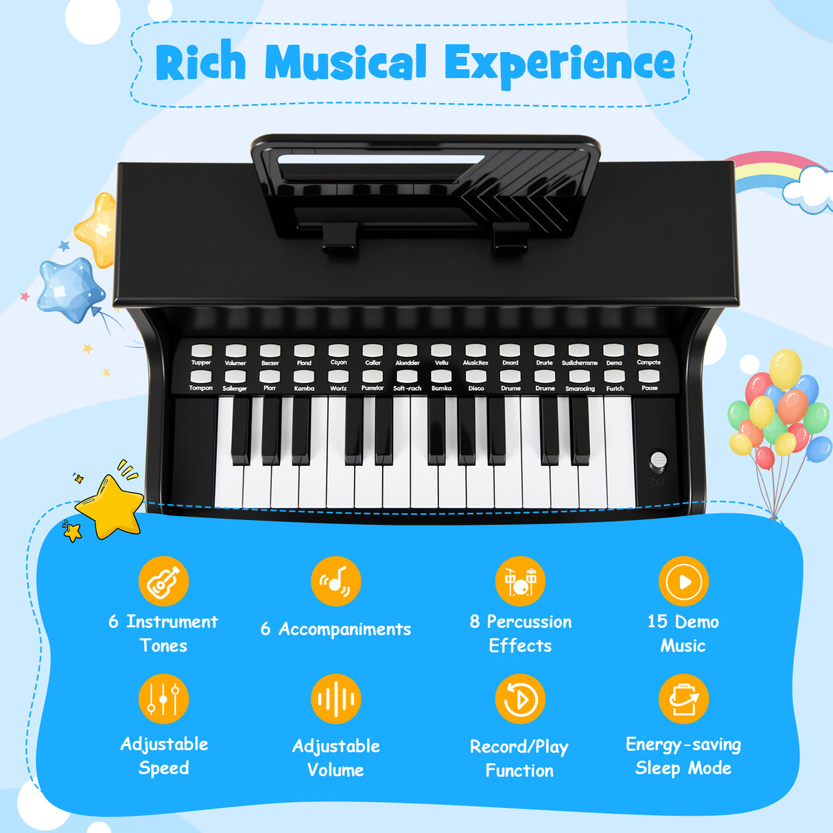 25 Keys Kids Piano Keyboard with Stool for Boys and Girls Aged 3+ Years Old