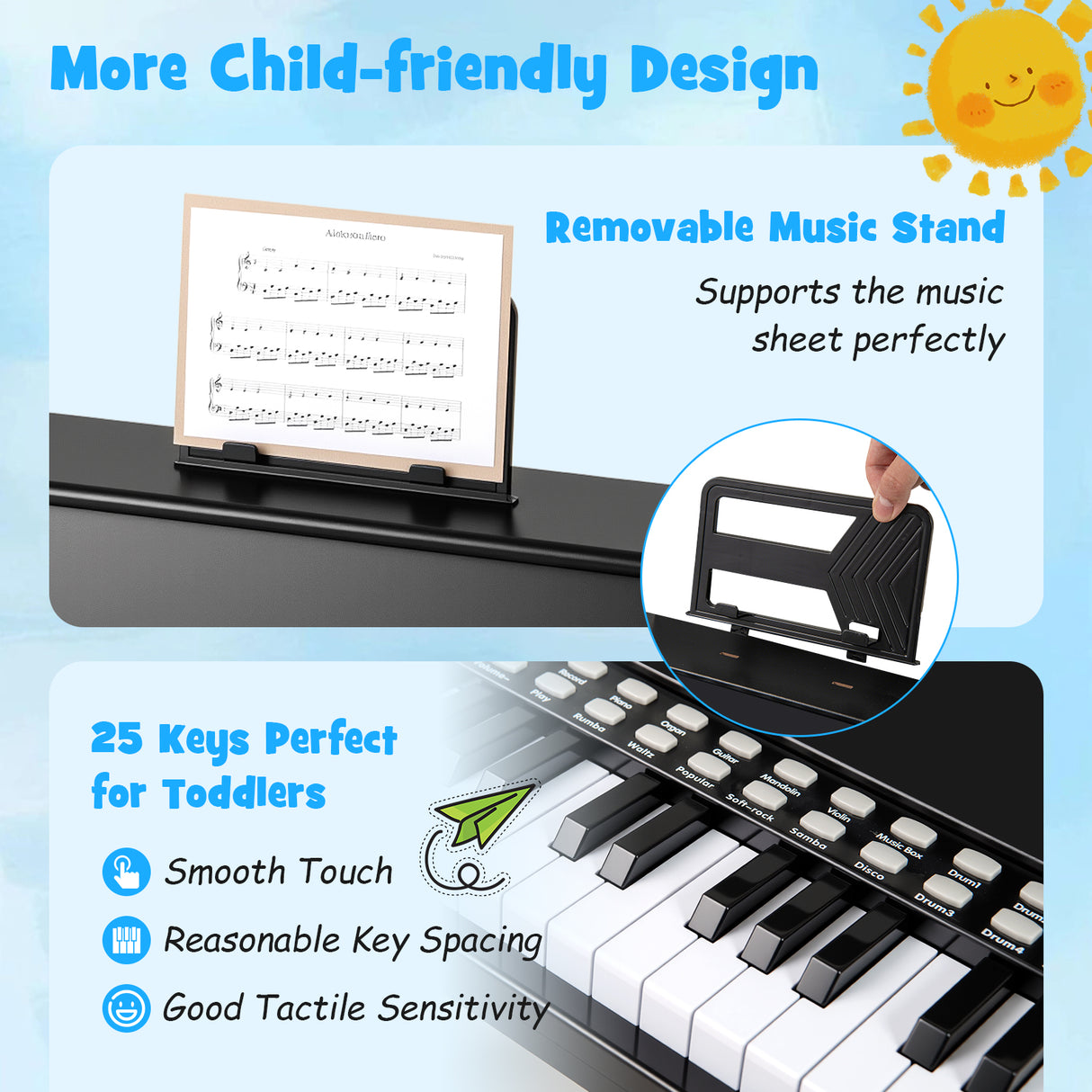 25 Keys Kids Piano Keyboard with Stool for Boys and Girls Aged 3+ Years Old