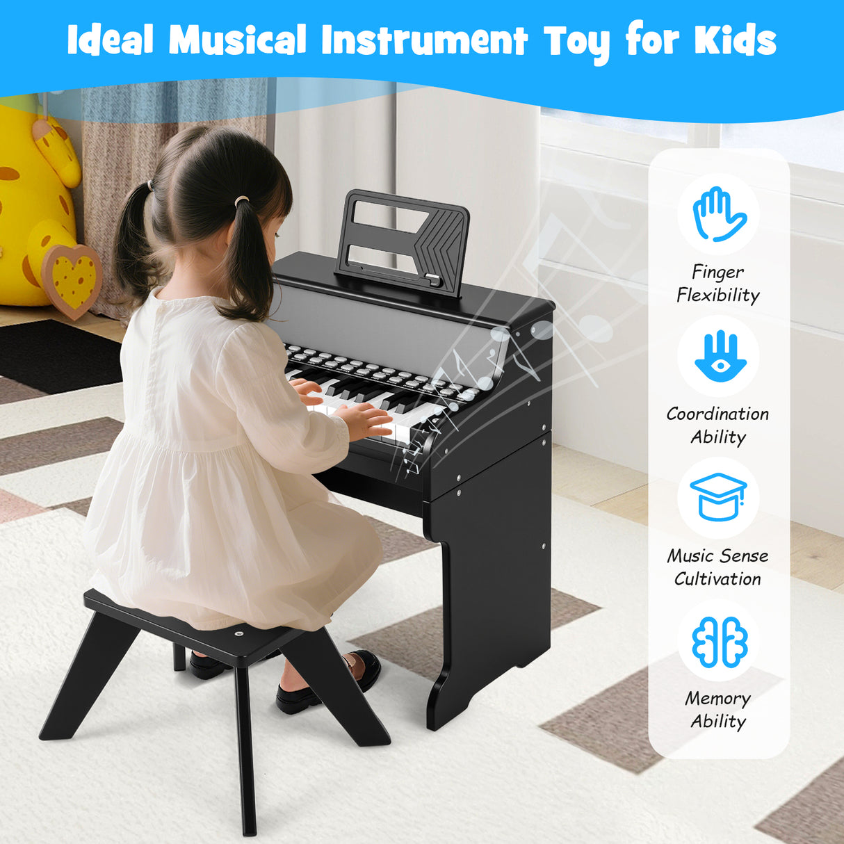 25 Keys Kids Piano Keyboard with Stool for Boys and Girls Aged 3+ Years Old