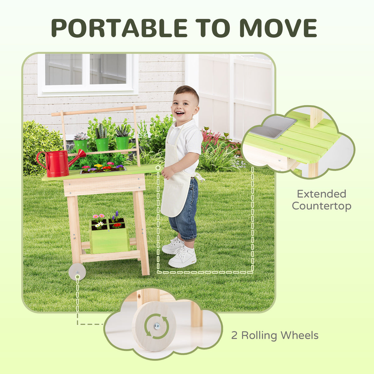 Kids Mud Kitchen Outdoor Play Pretend Kitchen with Removable Pots Watering Can
