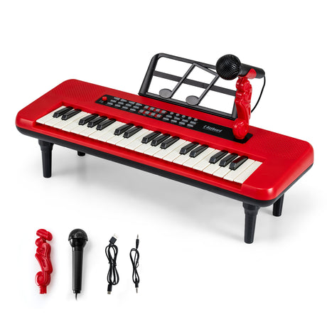 37 Keys Kids Piano Keyboard, Portable Musical Toy with Microphone & Music Stand