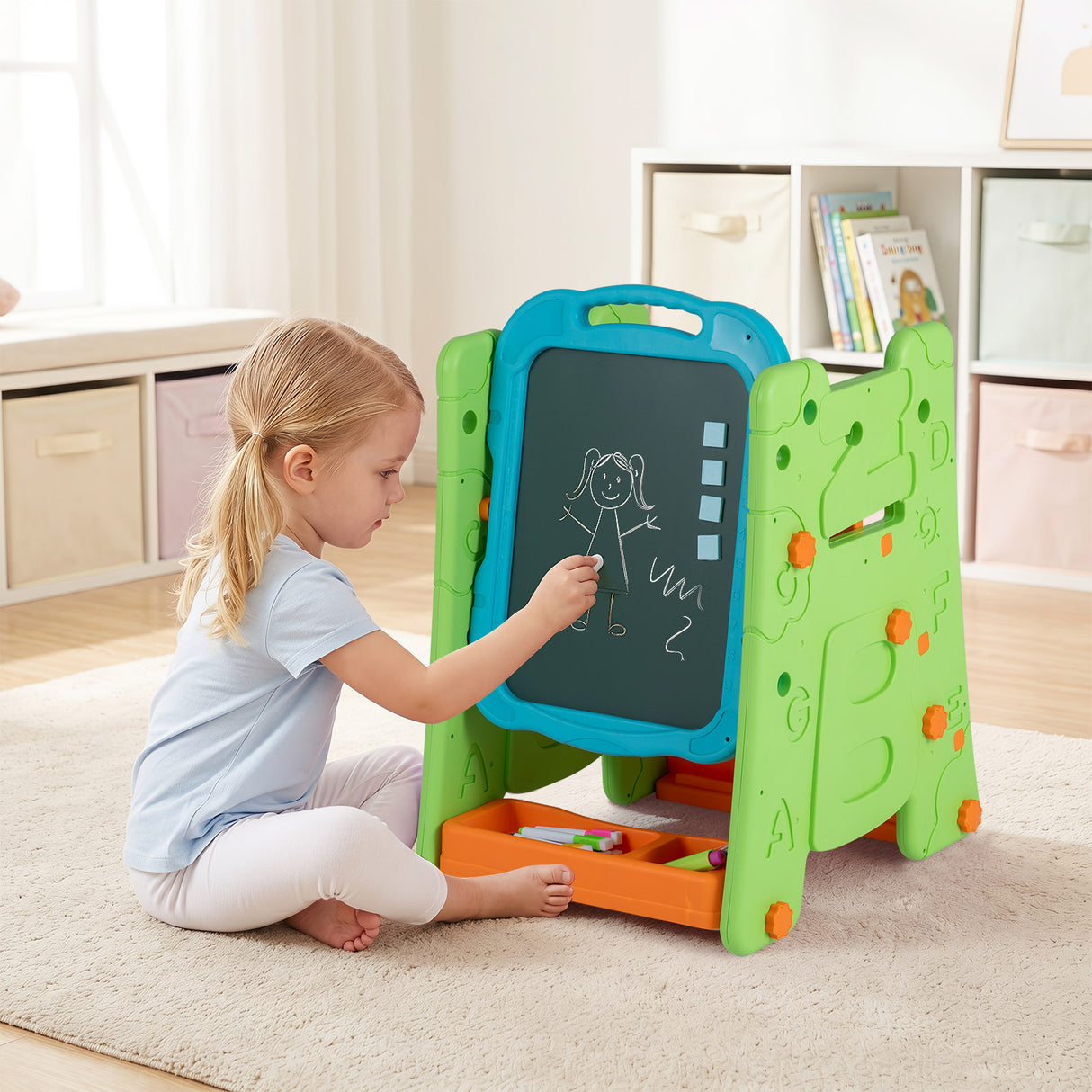 4 in 1 Art Easel for Kids, Double Sided Magnetic Board