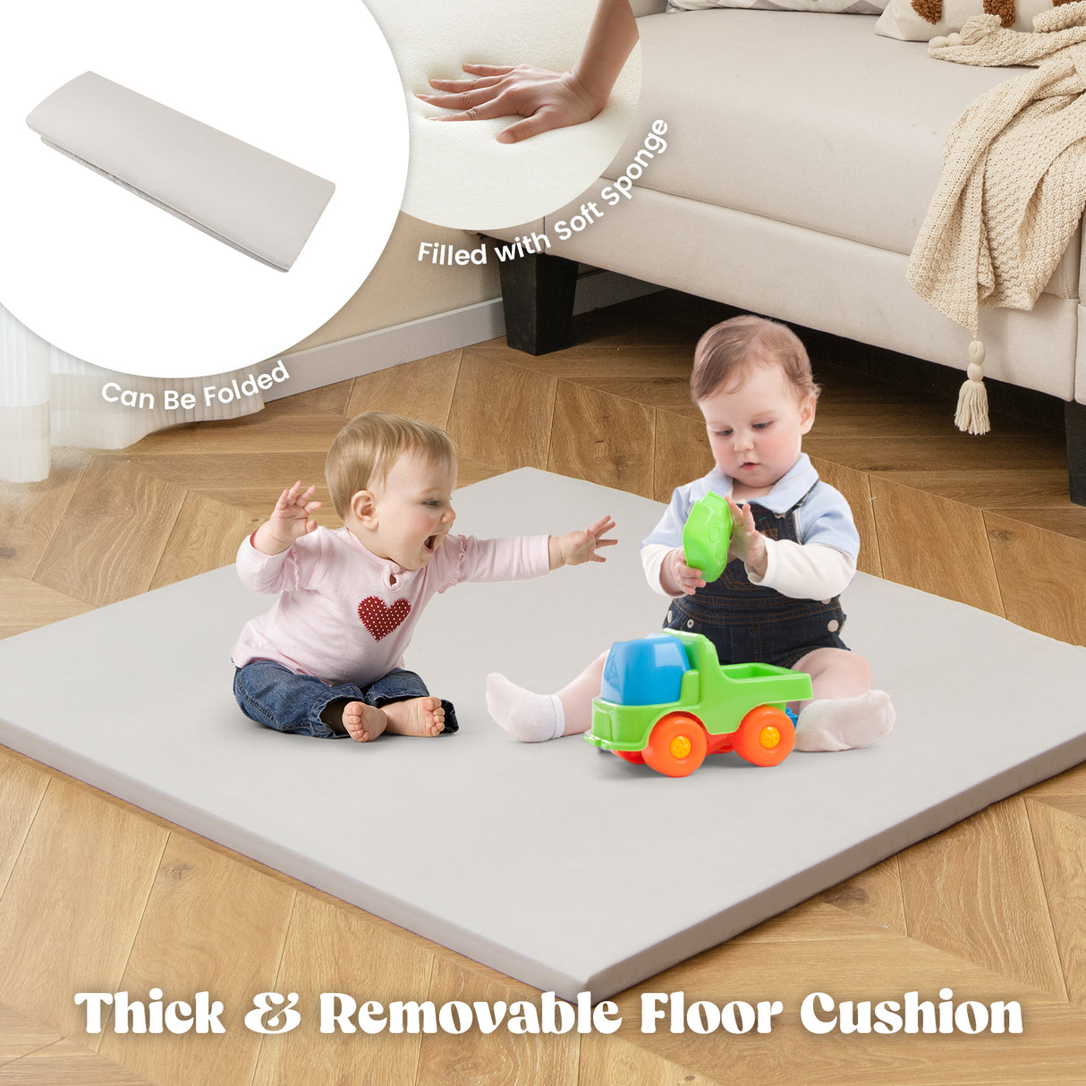 6-in-1 Kids Playhouse Wooden Indoor Play Tent, Large Play Tent Storage Rack with Wooden Frame & Curtains