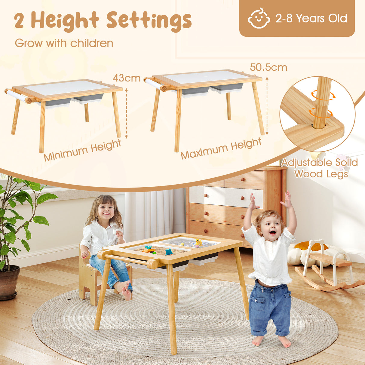 Sensory Table & Chair Set for Kids 2-8, Toddler Activity Table