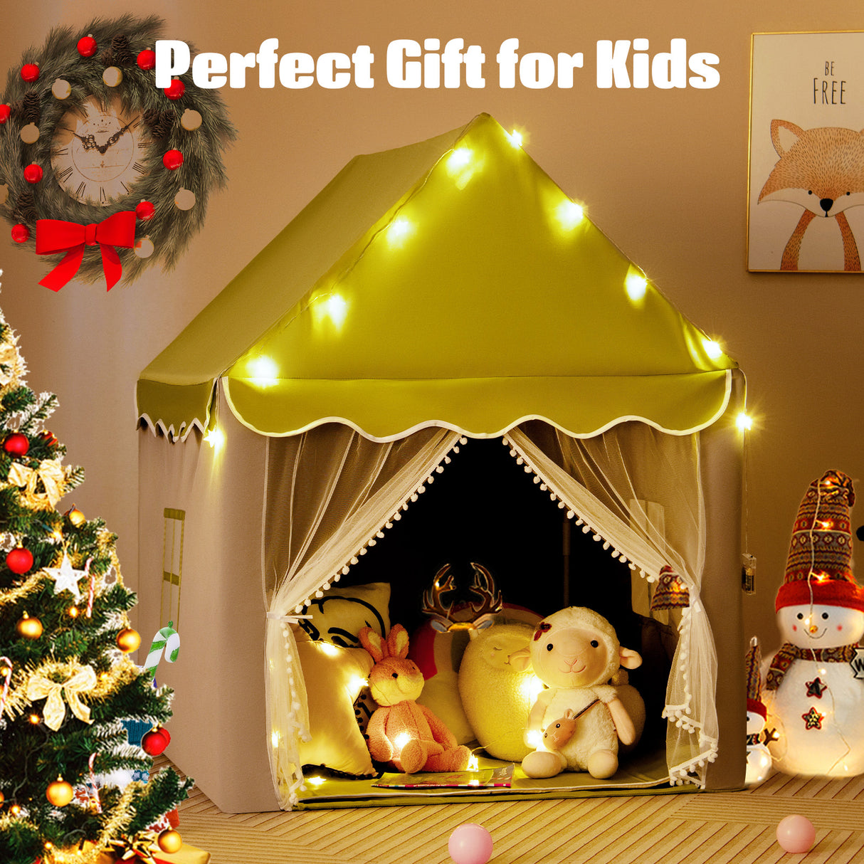 HONEY JOY Kids Play Tent, Large Playhouse with Star Ornaments