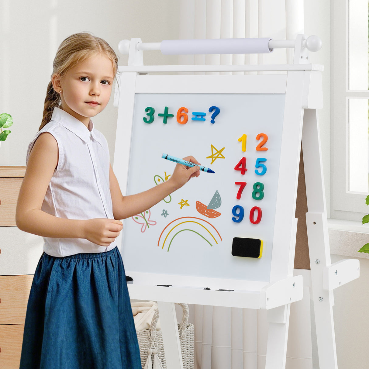 3-in-1 Double-sided Art Easel, Creative Art Center for 3+ Years Old Children
