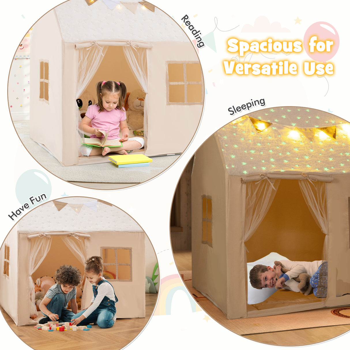 Indoor Washable Bed Tent for Boys and Girls Aged 3+ Years Old