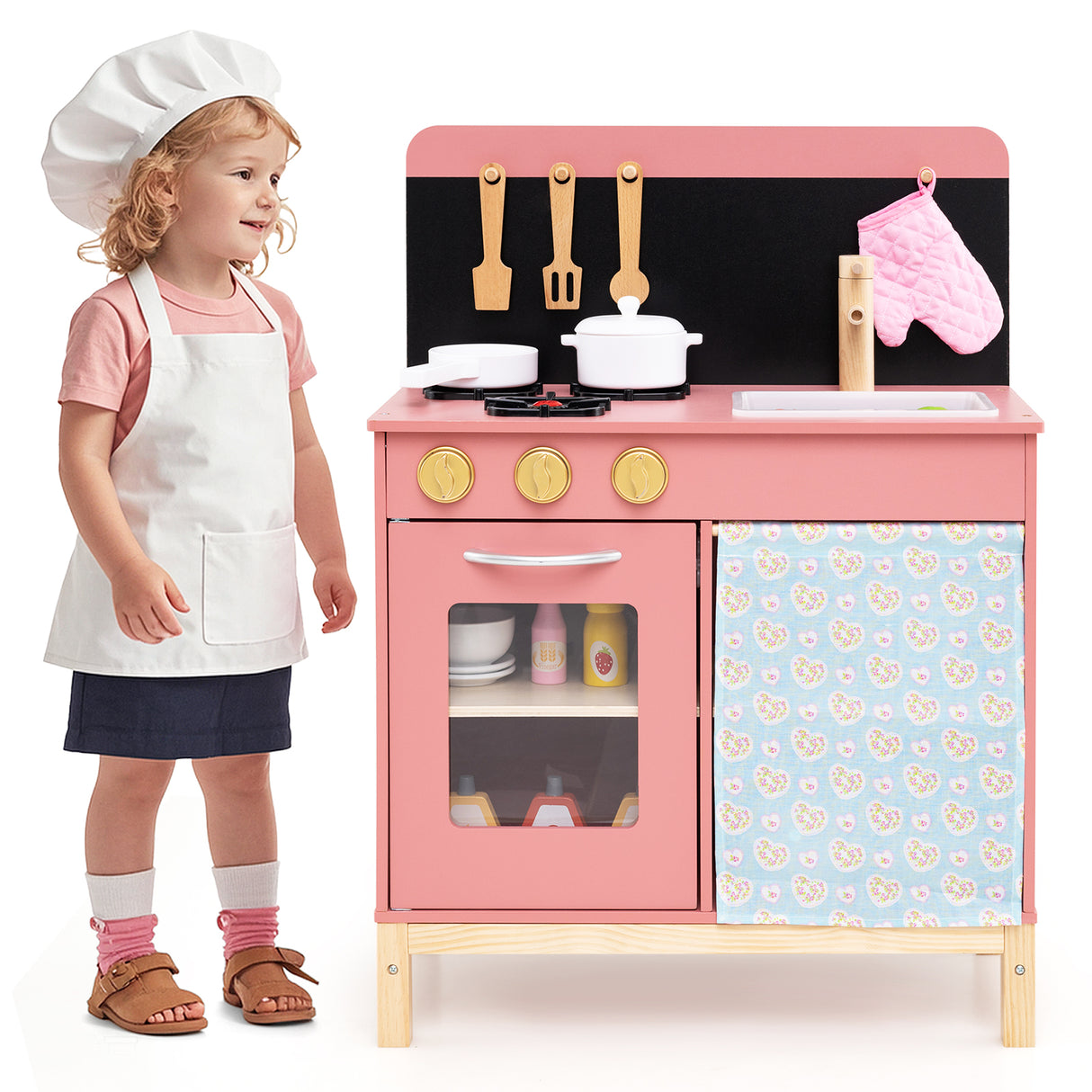 Play Kitchen for Kids, Chef Pretend Play Set with Cookware Accessories