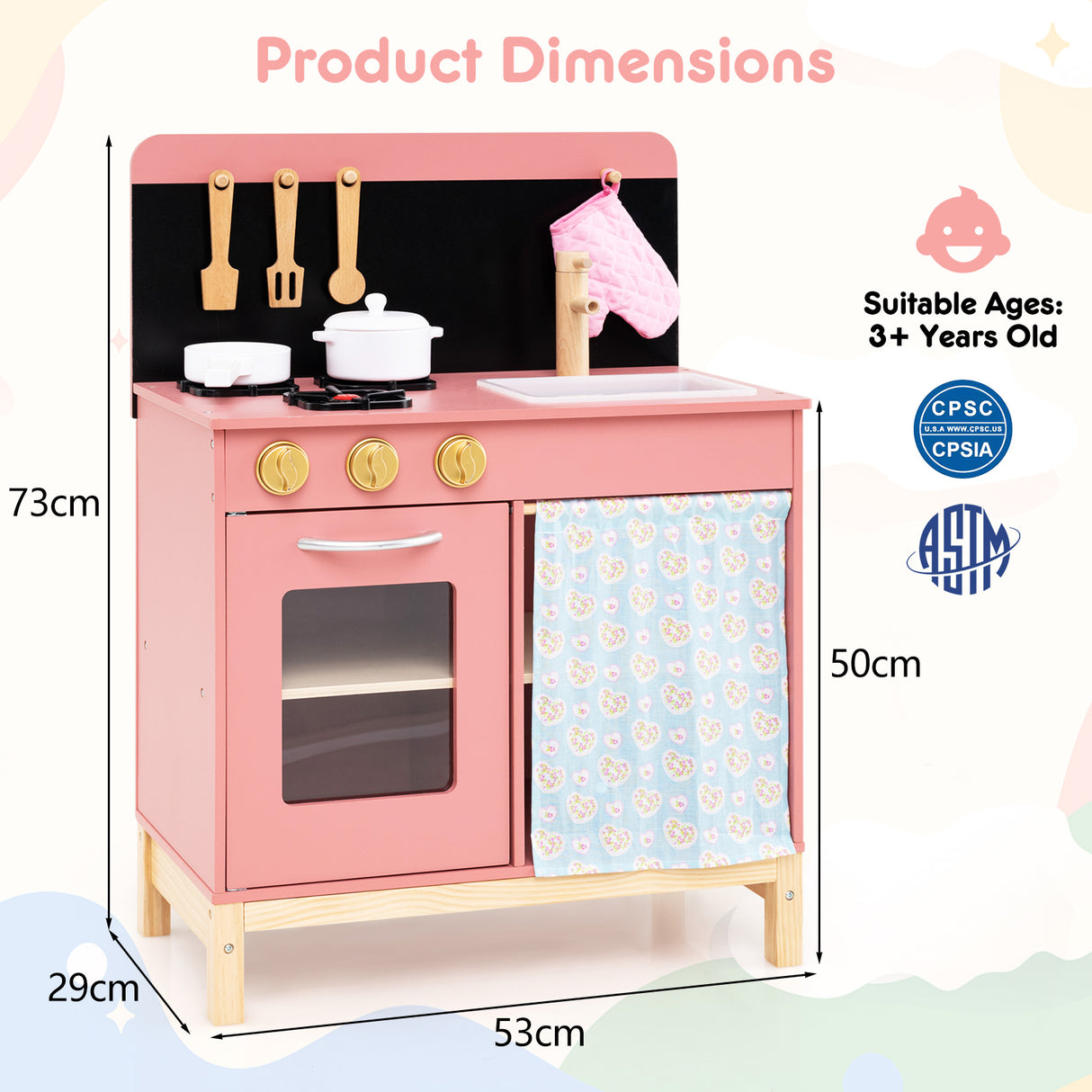 Play Kitchen for Kids, Chef Pretend Play Set with Cookware Accessories