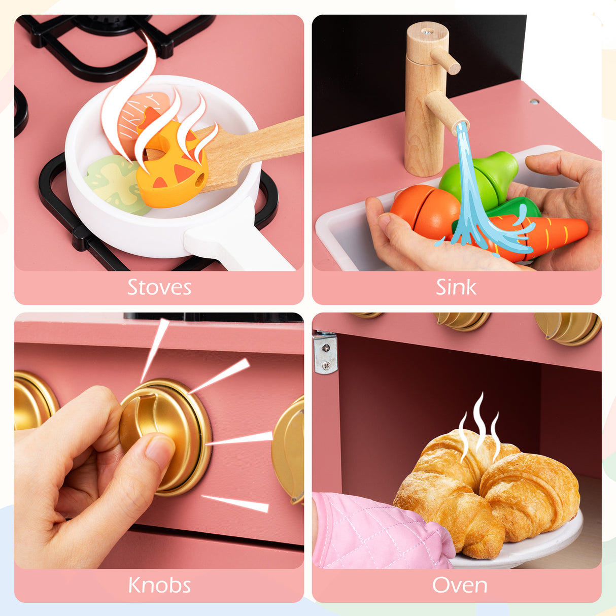 Play Kitchen for Kids, Chef Pretend Play Set with Cookware Accessories