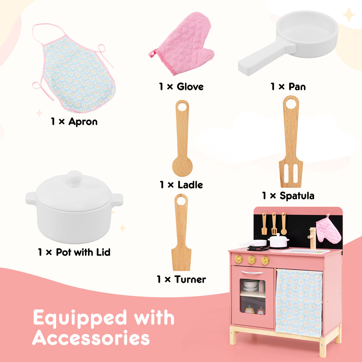 Play Kitchen for Kids, Chef Pretend Play Set with Cookware Accessories