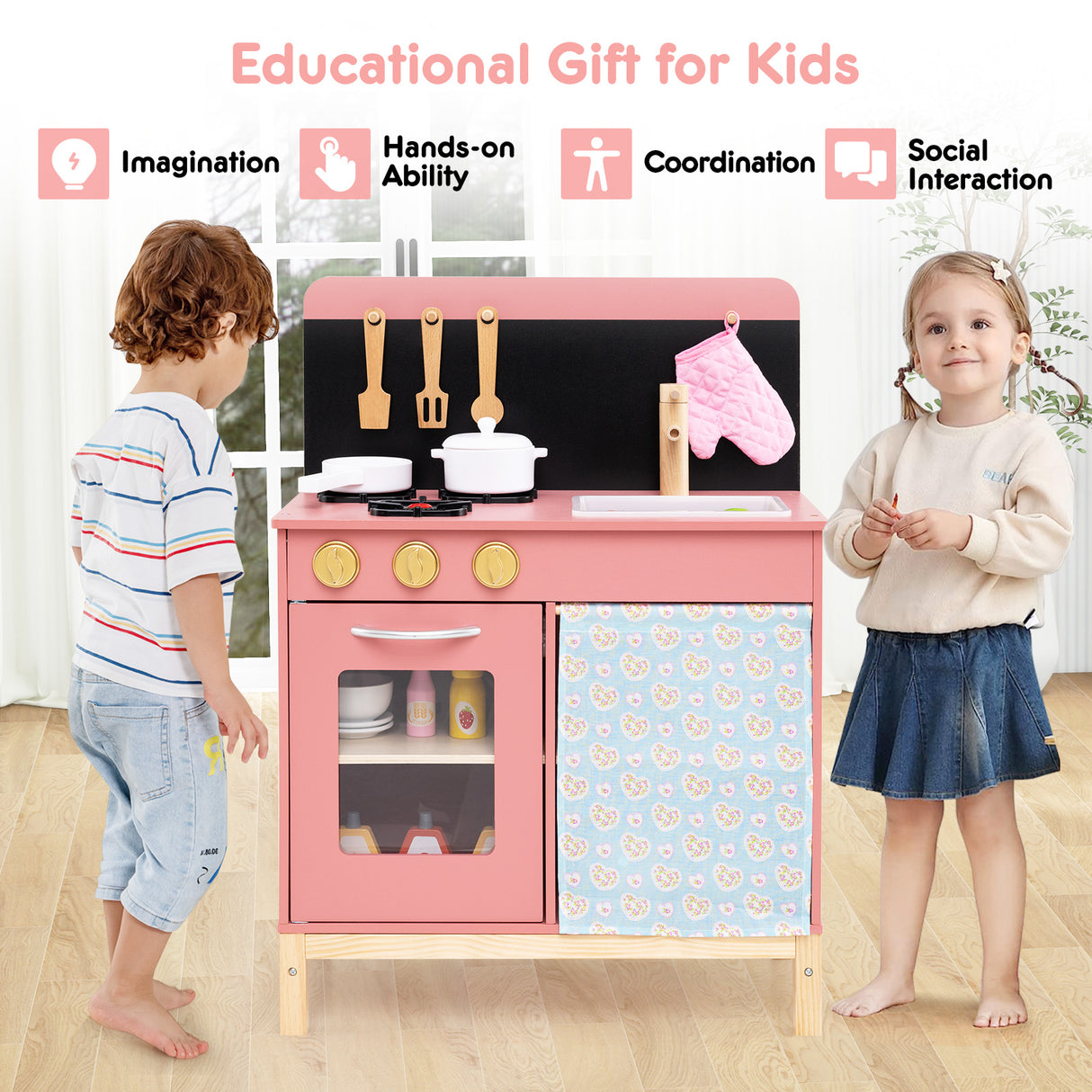Play Kitchen for Kids, Chef Pretend Play Set with Cookware Accessories