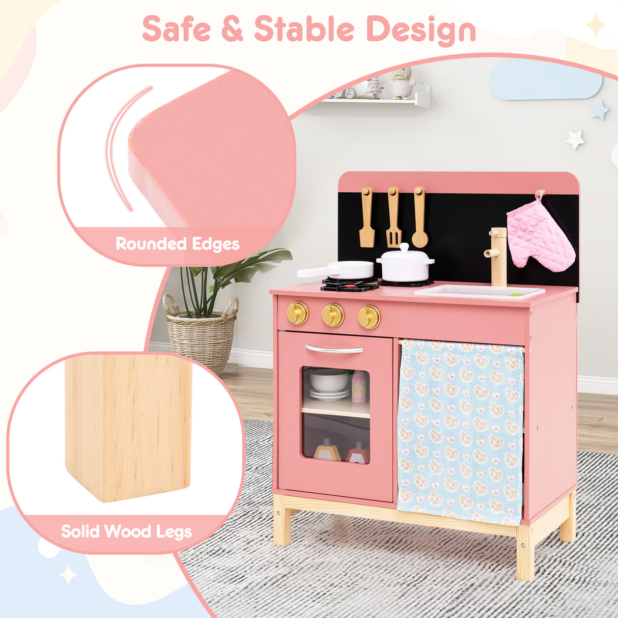 Play Kitchen for Kids, Chef Pretend Play Set with Cookware Accessories