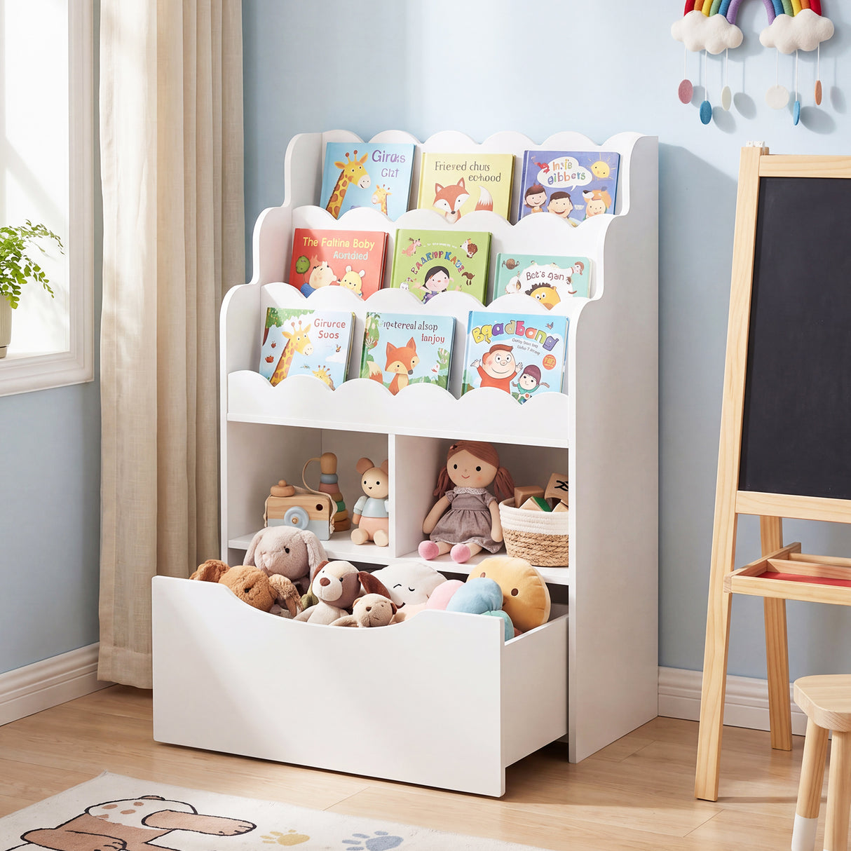 HONEY JOY Kids Bookshelf, 5-Tier Wooden Children Bookcase & Toy Storage Organizer