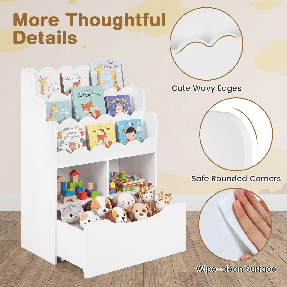 HONEY JOY Kids Bookshelf, 5-Tier Wooden Children Bookcase & Toy Storage Organizer