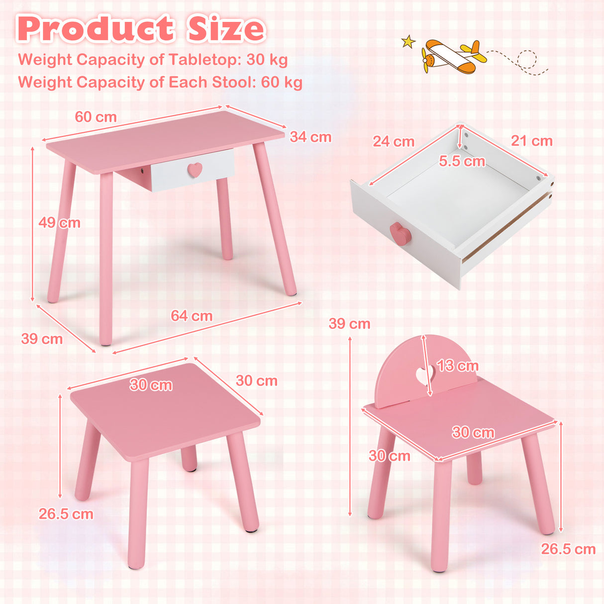 Kids Pretend Nail Salon Playset with Chair & Stool, Wooden Toddlers Makeup & Manicure Kit