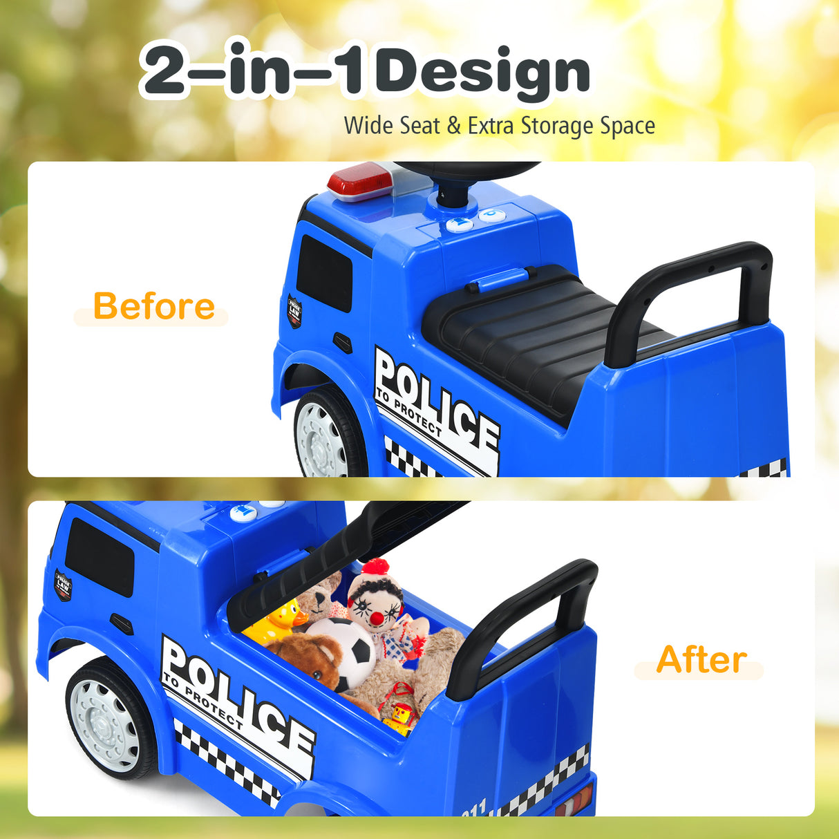 Kids Ride on Police Car, Licensed Mercedes Benz Toddler Push Car