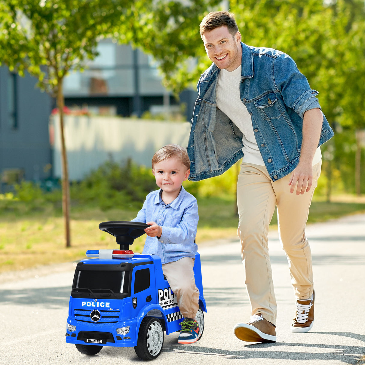 Kids Ride on Police Car, Licensed Mercedes Benz Toddler Push Car